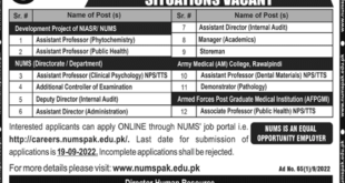 National University of Medical Sciences Jobs in Rawalpindi
